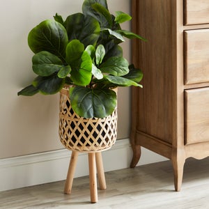 Bamboo And Wood Plant Pot Stand