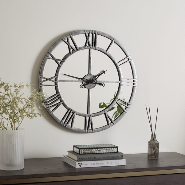 Distressed Mirrored Wall Clock image 1 of 4