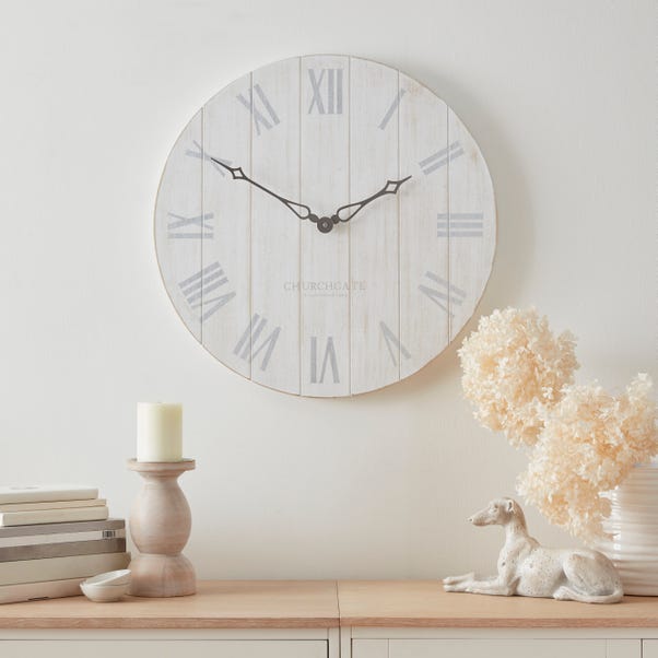 Cream Distressed Wooden Wall Clock image 1 of 3