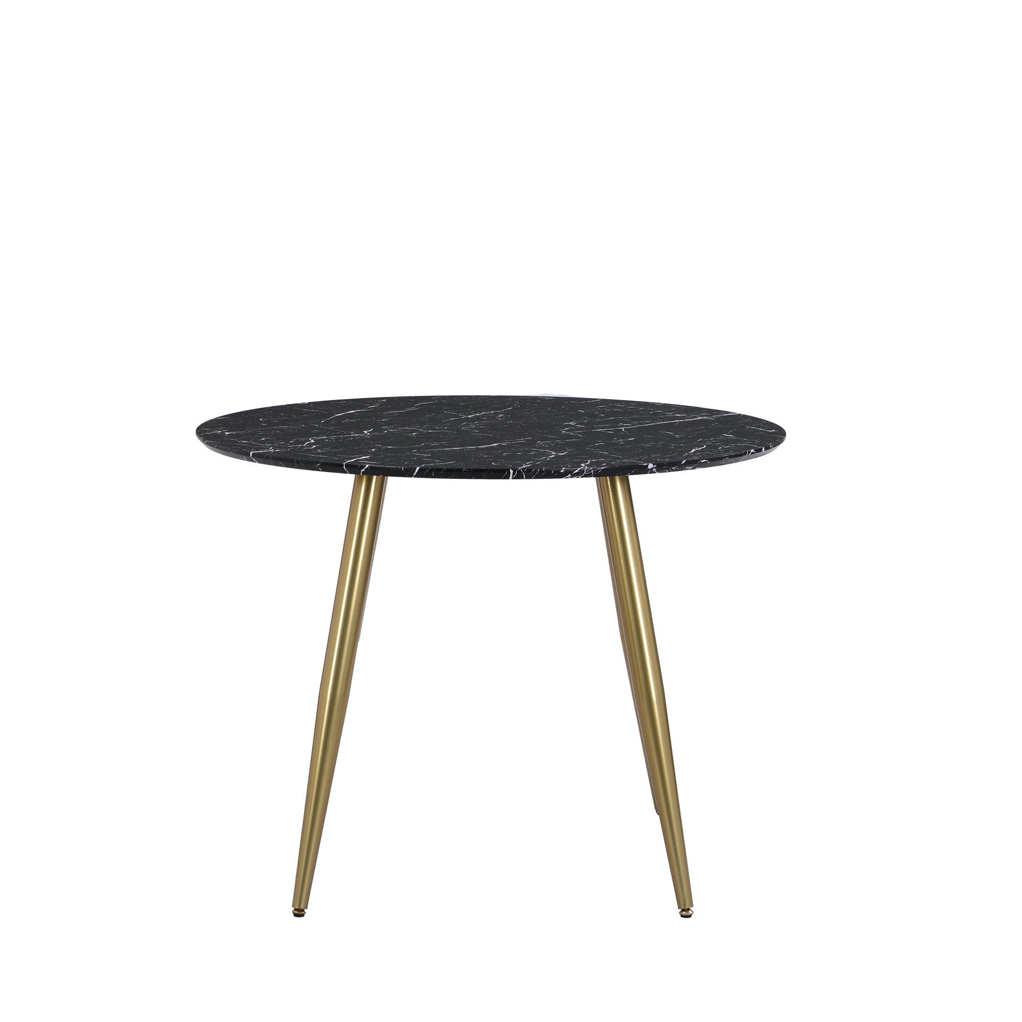 Kendall 4 Seater Round Dining Table Marble Effect Black
