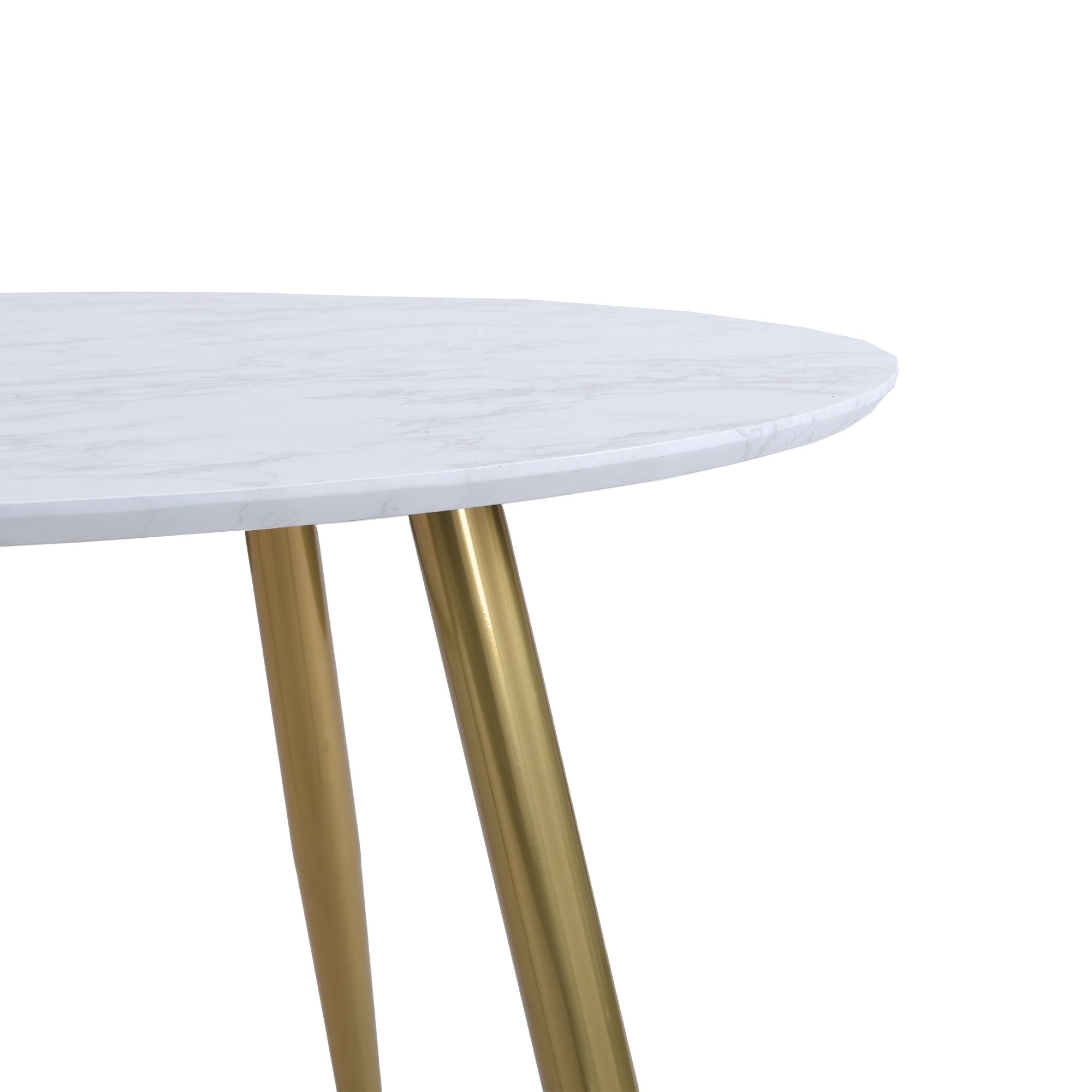 Kendall 4 Seater Round Dining Table White Faux Marble Whitegold