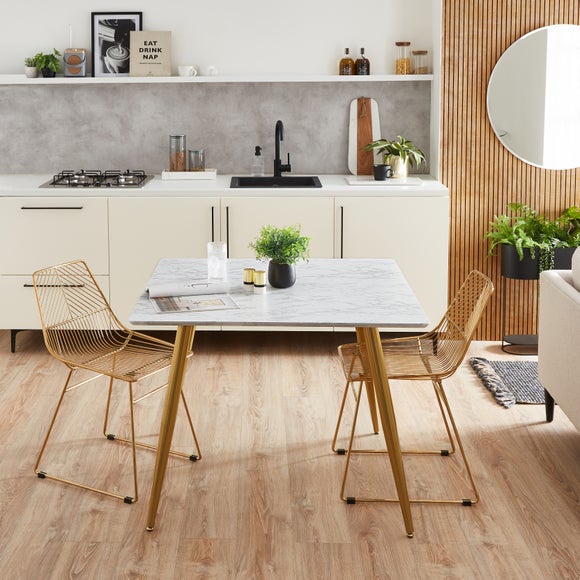 Square marble top store dining table