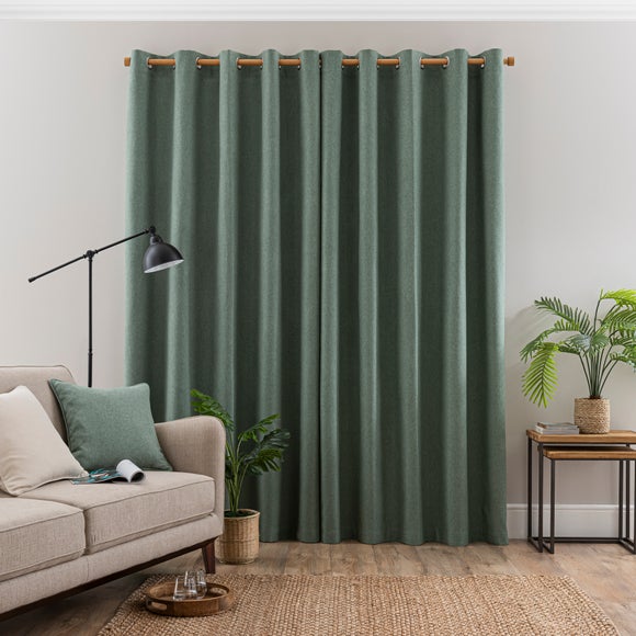 Luna Brushed Lilypad Blackout Eyelet Curtains | Dunelm