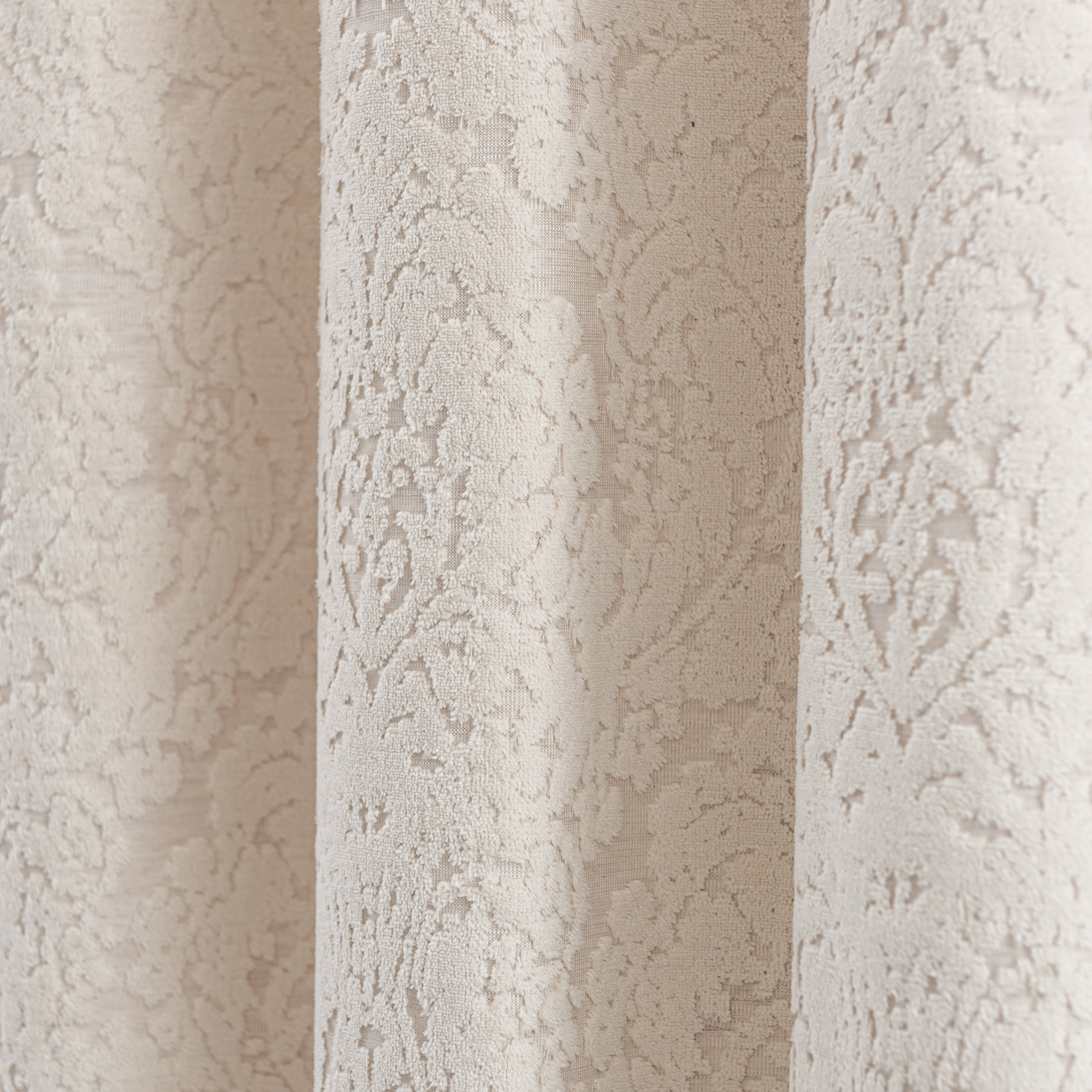 Damask Cut Velvet Ivory Eyelet Curtains | Dunelm