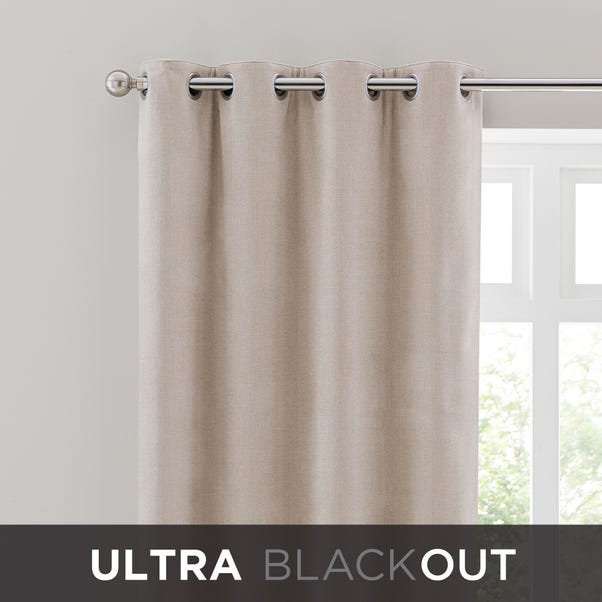 Chenille Natural Thermal Ultra Blackout Eyelet Curtains  undefined