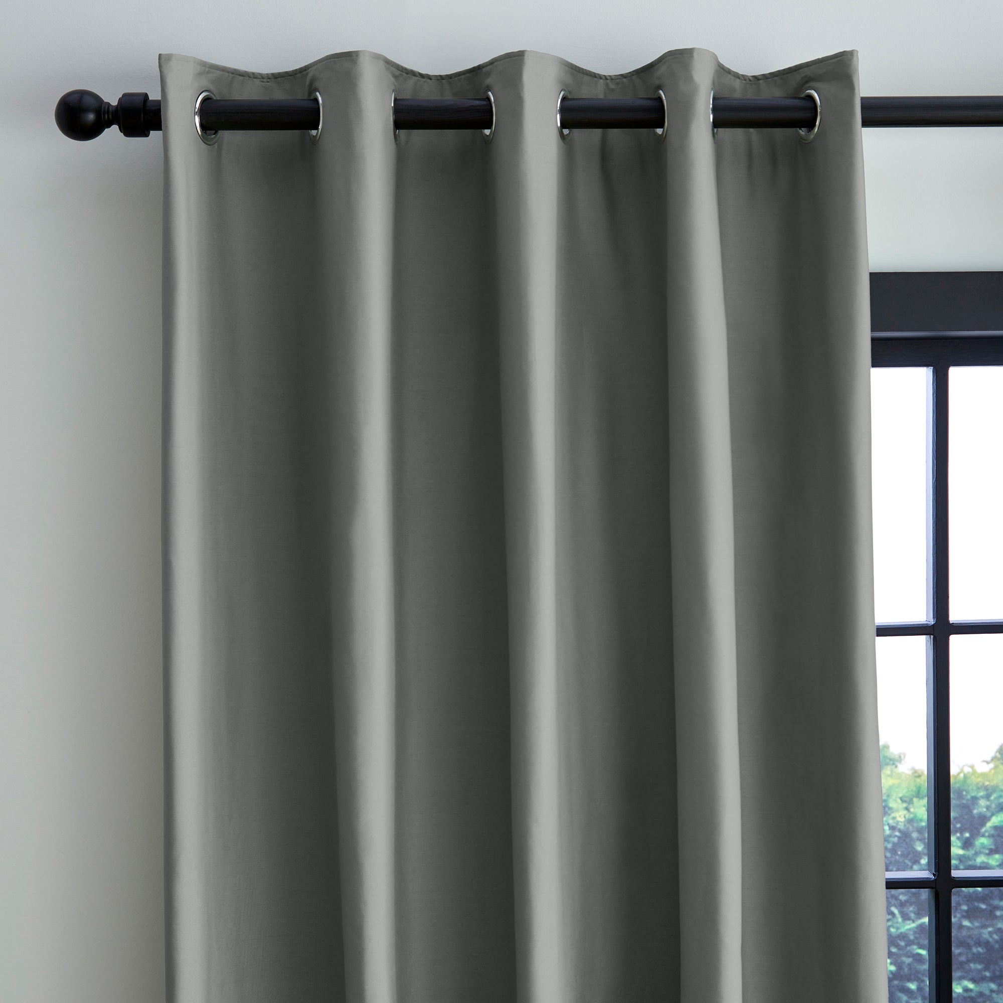 Adley 100% Cotton Steeple Grey Eyelet Curtains