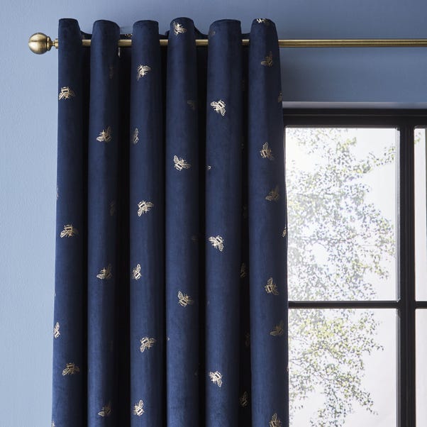 Golden Bee Navy Eyelet Curtains  undefined