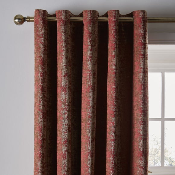 Opulent Chenille Red Eyelet Curtains Dunelm