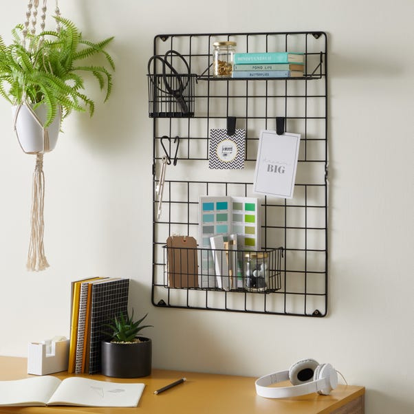 Wire Peg Board With Accessories Black image 1 of 5