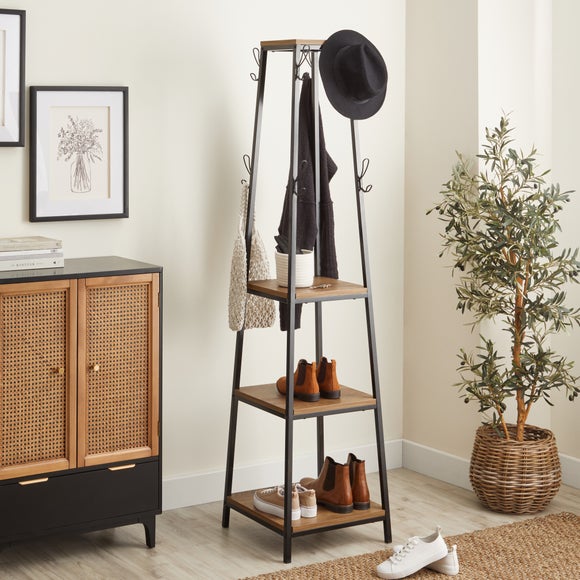 Fulton Coat Stand with Shelves Pine Dunelm