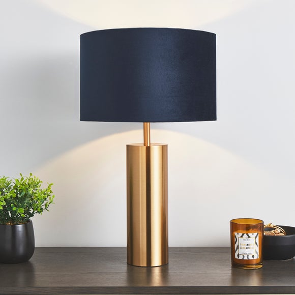 navy and brass lamp