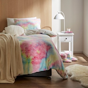 Pastel Rainbow Fleece Duvet Cover and Pillowcase Set