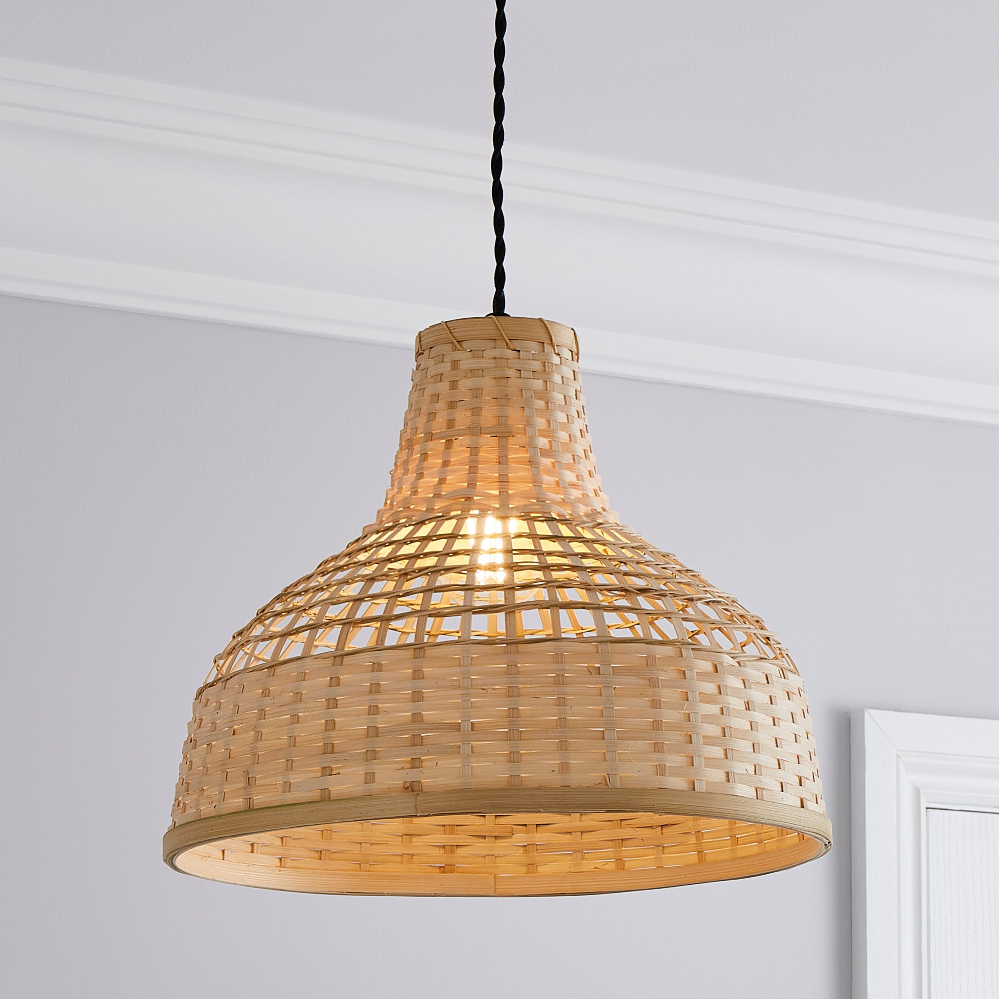 Click to view product details and reviews for Keoni Bamboo Easy Fit Pendant 35cm Brown.