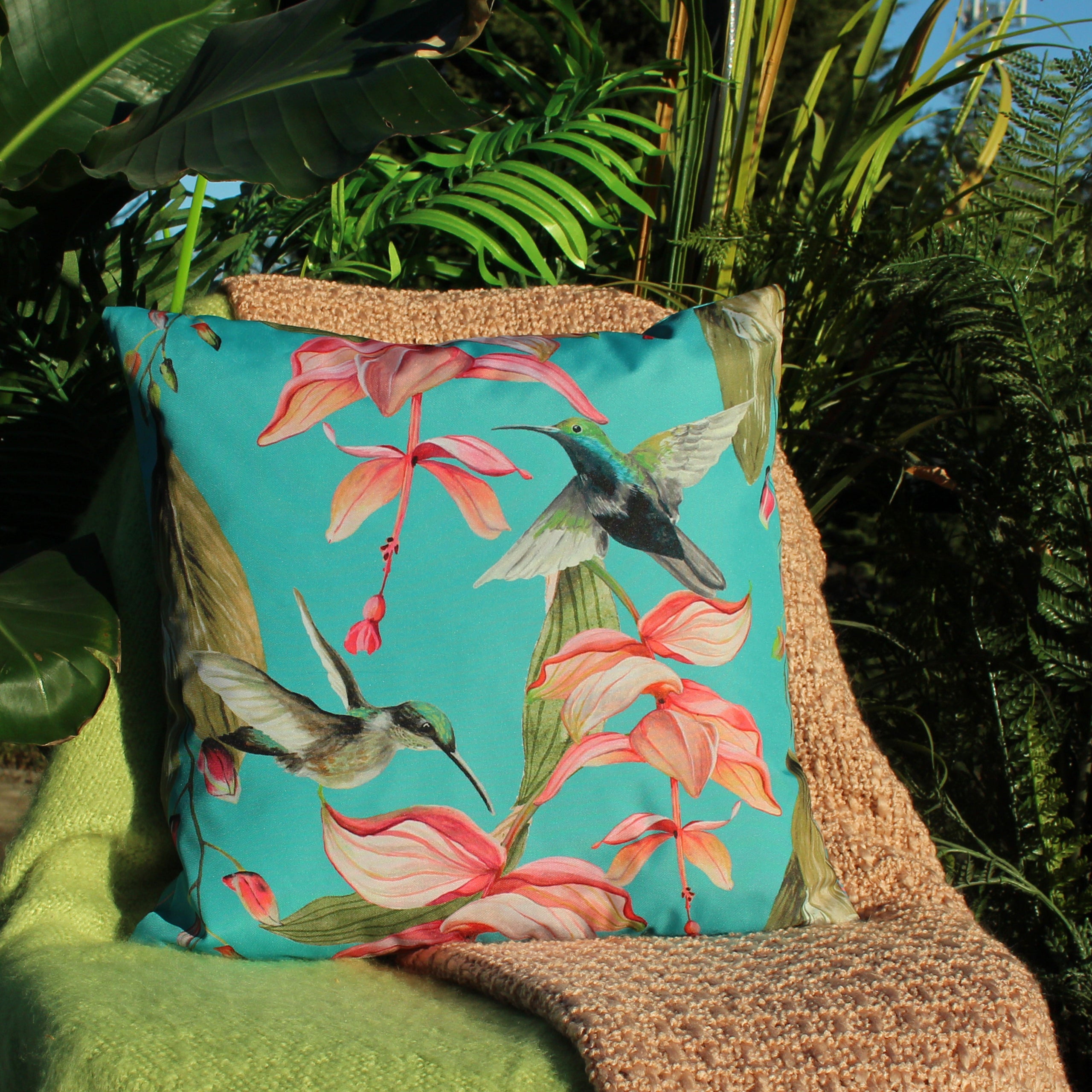Photos - Pillow Evans Hummingbirds Outdoor Cushion Blue 