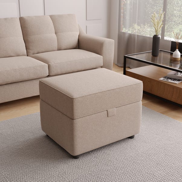 Baxter Textured Weave Storage Footstool image 1 of 8