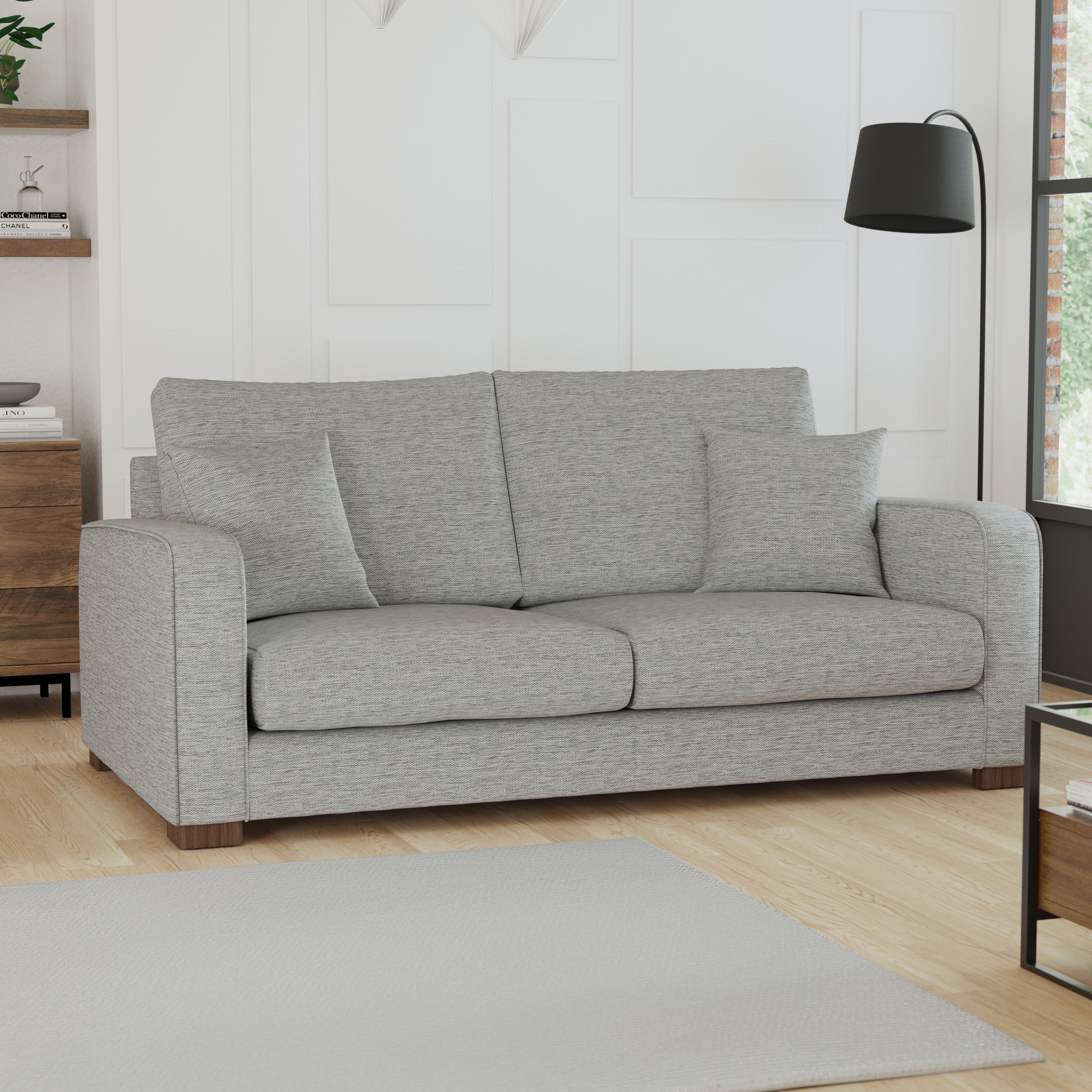 Carson Deep Sit Vivalife Stain Resistant Fabric 3 Seater Sofa Dark Grey