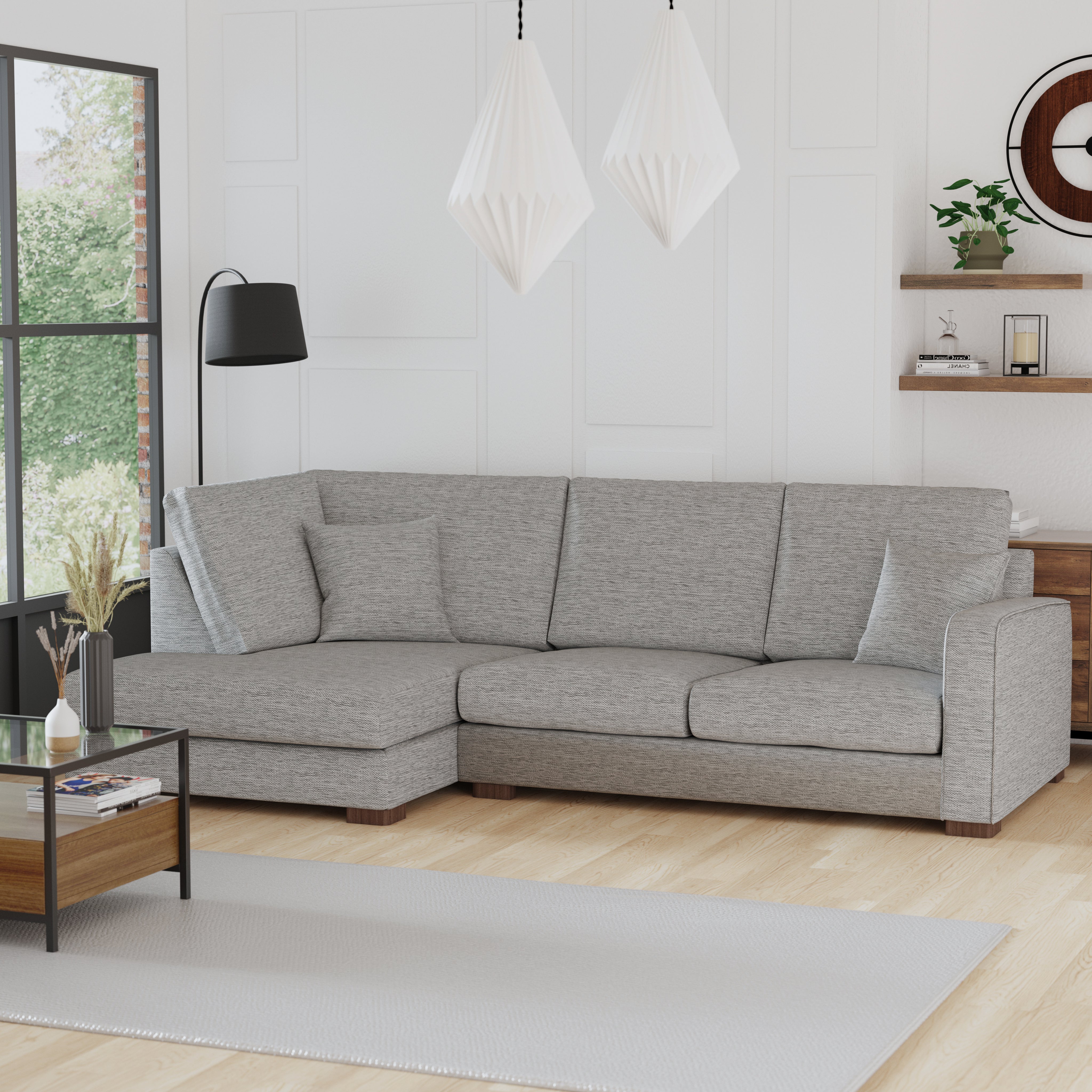 Carson Deep Sit Vivalife Stain Resistant Fabric Corner Sofa Dark Grey