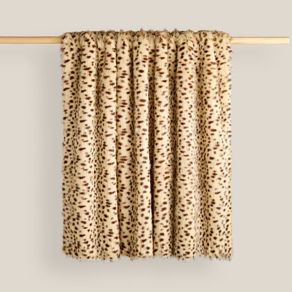 Cheetah Fur 130x180cm Brown Throw Dunelm