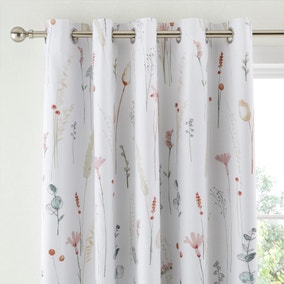 Dried Flowers Blush Blackout Eyelet Curtains