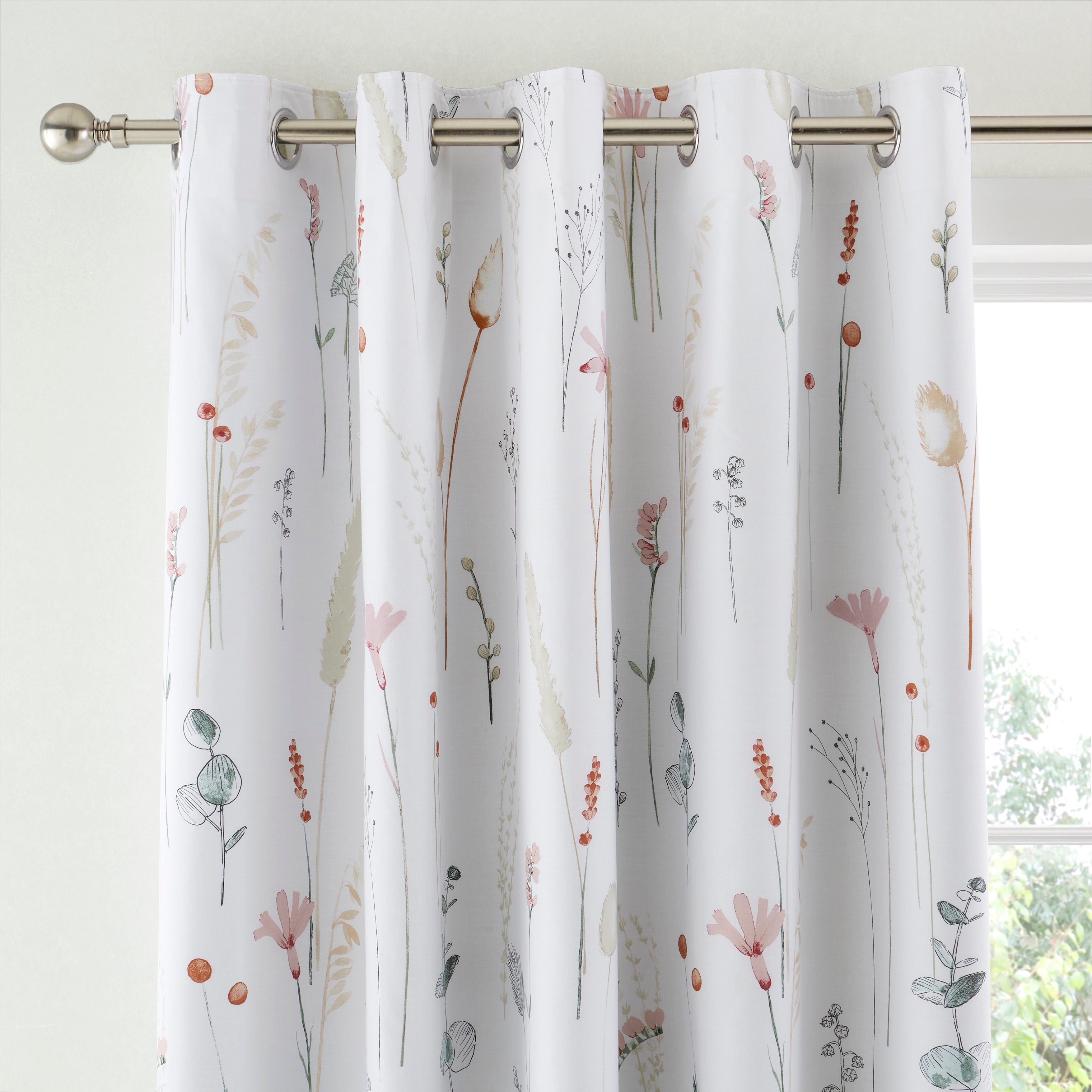 Dried Flowers Blush Blackout Eyelet Curtains