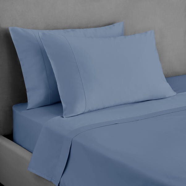 Dorma 300 Thread Count 100% Cotton Sateen Plain Flat Sheet Heirloom Blue undefined