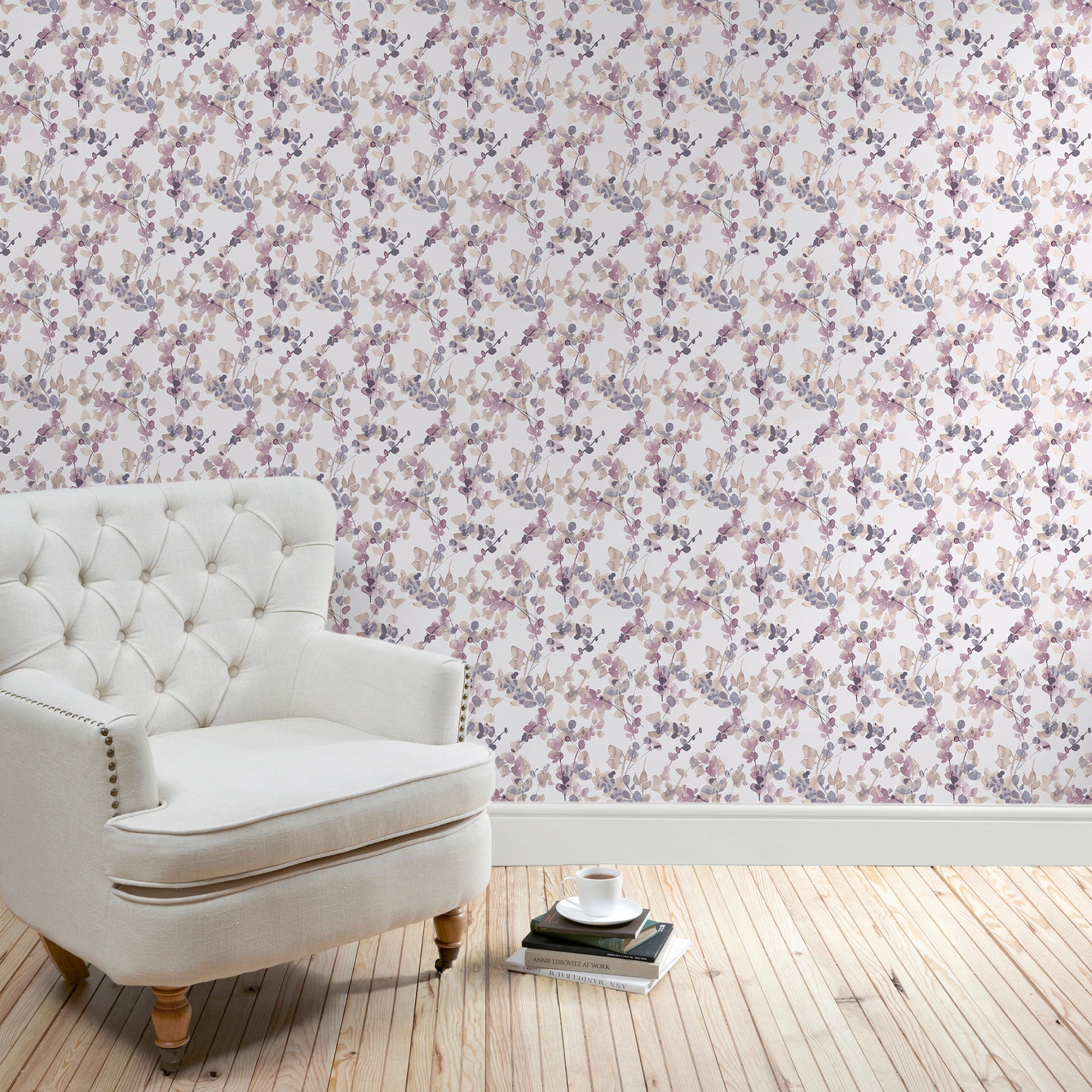 Click to view product details and reviews for Honesty Mauve Floral Wallpaper Purple.