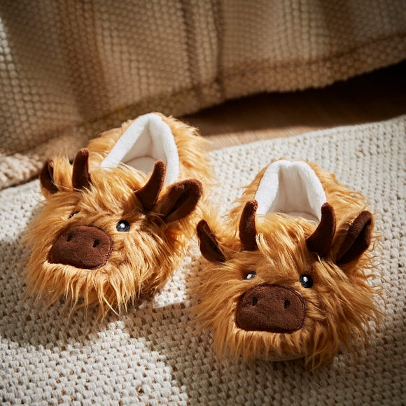 women's highland cow slippers