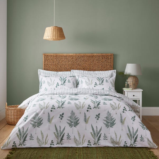 Fern Green 100% Cotton Duvet Cover and Pillowcase Set image 1 of 6