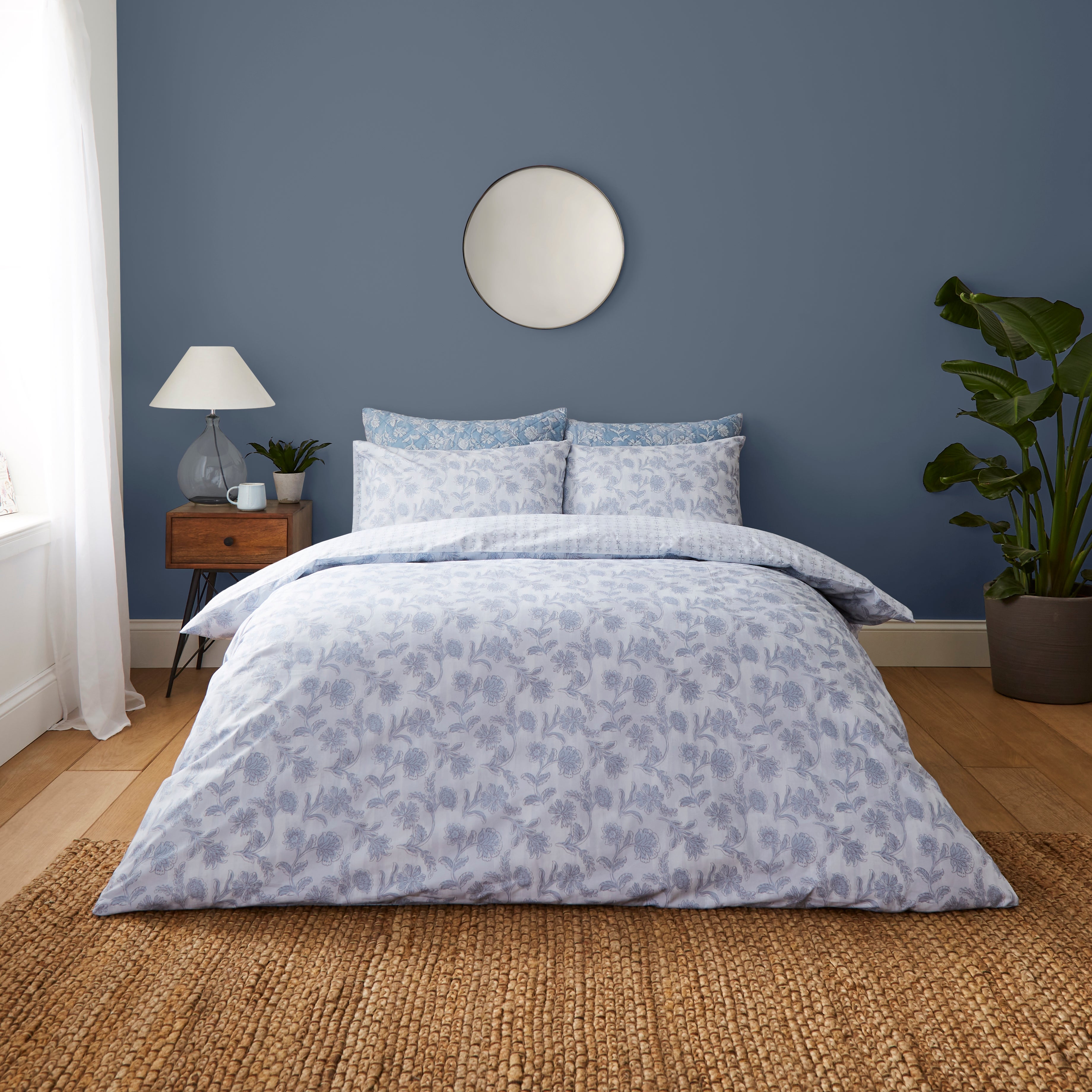 Mabel Blue Duvet Cover And Pillowcase Set Blue