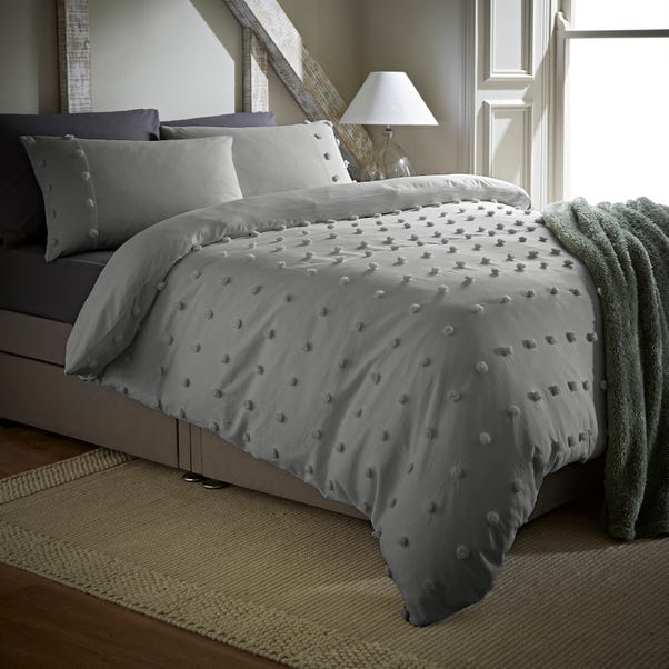 Clipped Jacquard Spot Grey Duvet Cover and Pillowcase Set  undefined