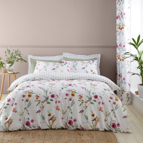 Country Bird Pink Duvet Cover and Pillowcase Set