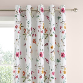 Country Bird Blue Blackout Eyelet Curtains
