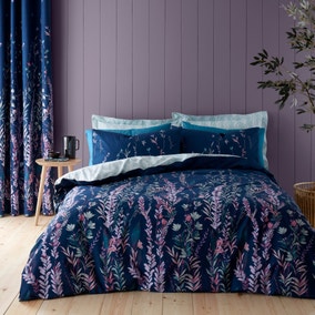 Whimsical Floral Midnight 100% Cotton Duvet Cover and Pillowcase Set