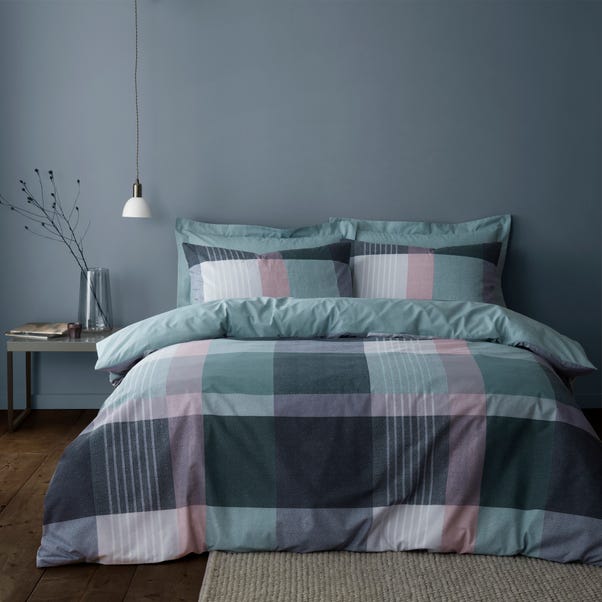 Acton Check Teal Duvet Cover and Pillowcase Set  undefined