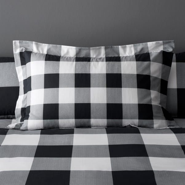 Luca Buffalo Check Monochrome Oxford Pillowcase Black and white
