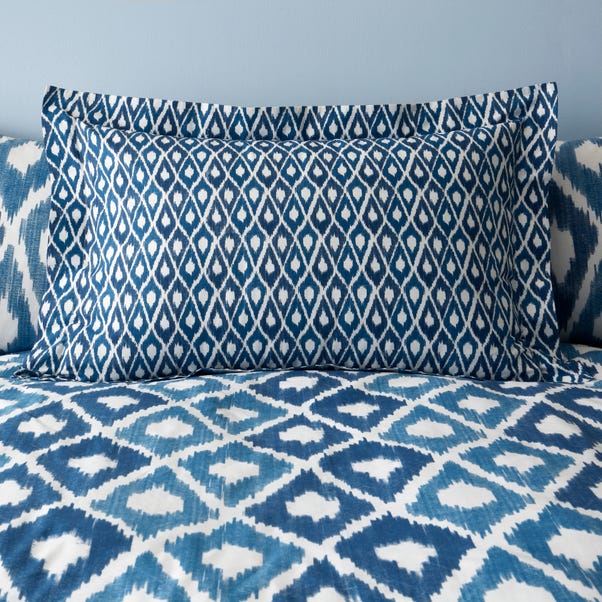 Ayla Ikat Blue 100% Cotton Oxford Pillowcase image 1 of 4