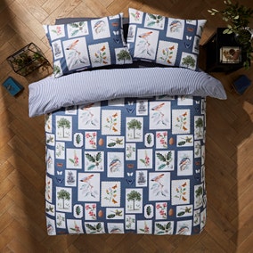 Woodland Blue 100% Cotton Duvet Cover and Pillowcase Set