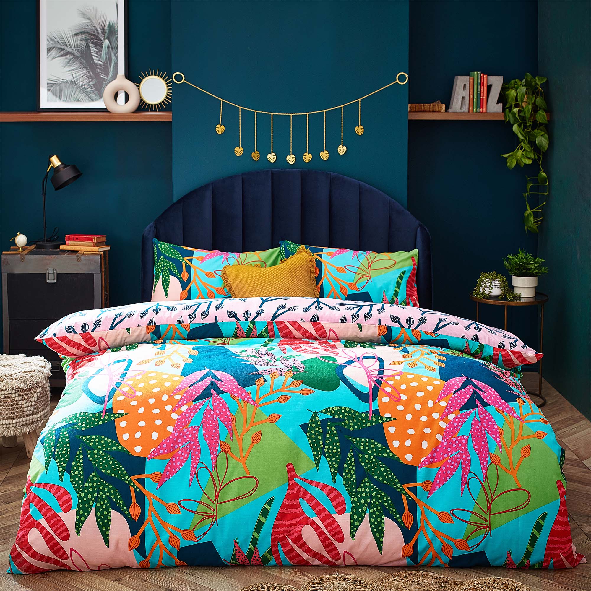 Furn Coralina Reversible Duvet Cover And Pillowcase Set Bluegreen