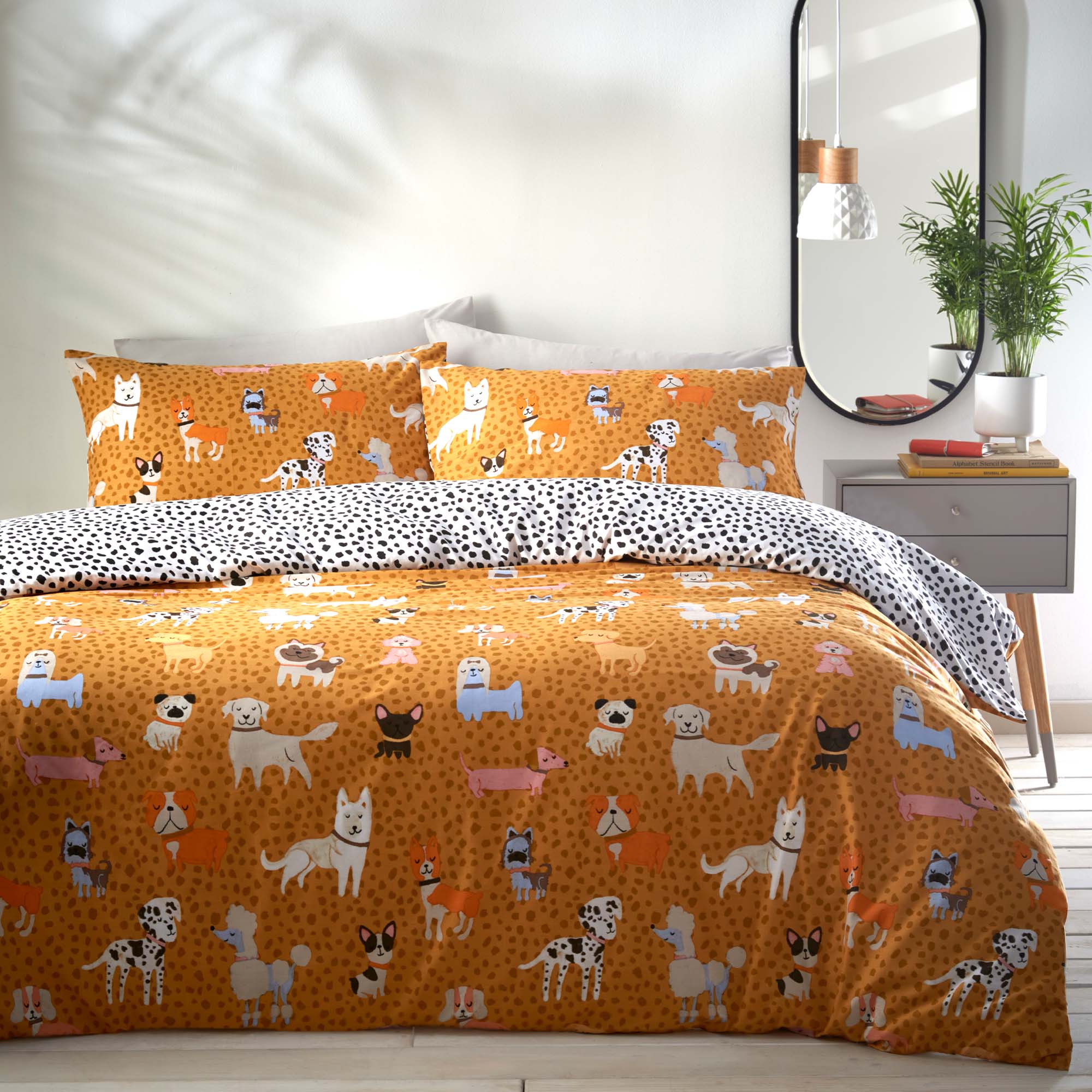 Furn Woofers Reversible Duvet Cover And Pillowcase Set Yellow