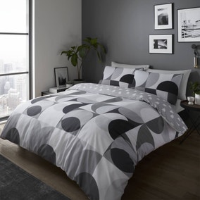 Catherine Lansfield Sirkel Geo Monochrome Duvet Cover and Pillowcase Set
