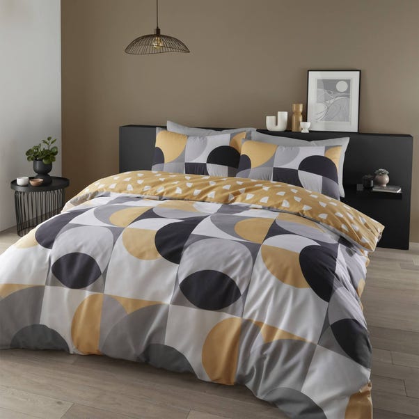 Catherine Lansfield Sirkel Geo Ochre Duvet Cover and Pillowcase Set  undefined