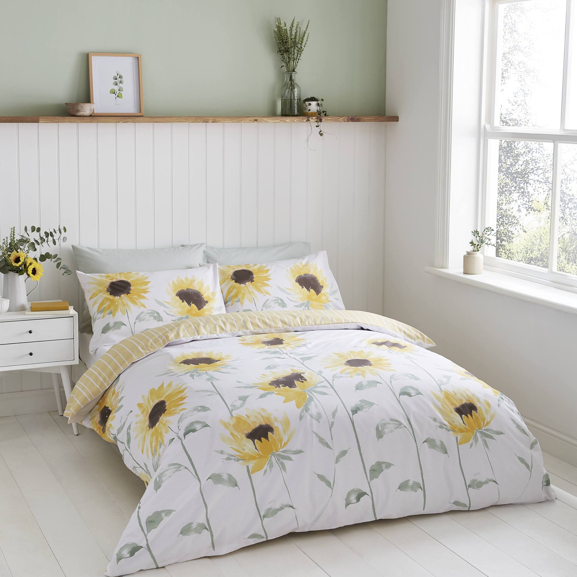 Photos - Pillowcase Catherine Lansfield Painted Sunflowers Duvet Cover and  Set Yell 