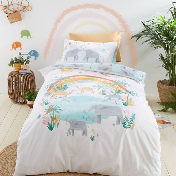 Pineapple Elephant Paradise Animals Duvet Cover and Pillowcase Set image 1 of 8