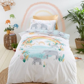 Pineapple Elephant Paradise Animals Duvet Cover and Pillowcase Set