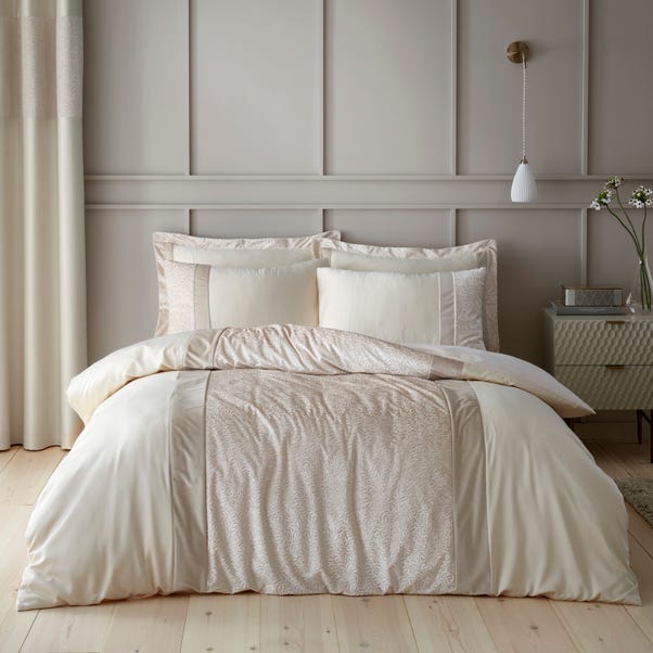 Beverley Champagne Duvet Cover and Pillowcase Set image 1 of 5