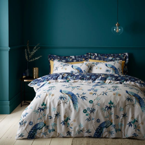Peacock Blue Duvet Cover and Pillowcase Set  undefined