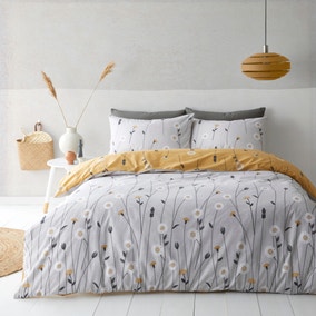 Scandi Floral Grey Duvet Cover and Pillowcase Set