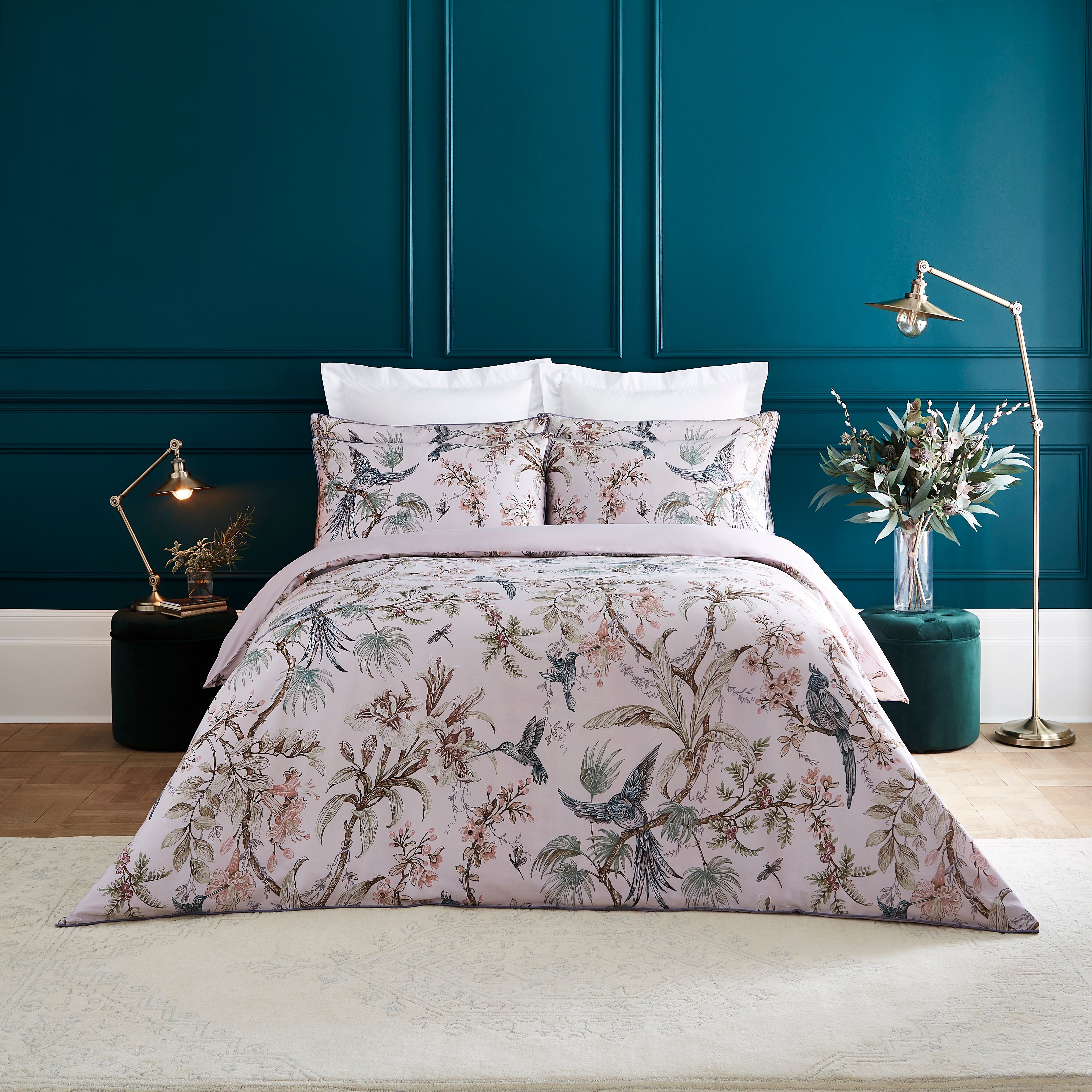Dorma Lillian 100 Cotton Duvet Cover And Pillowcase Set Pinkbrowngreen
