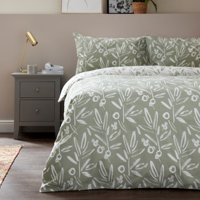 Olive Sage Duvet Cover and Pillowcase Set