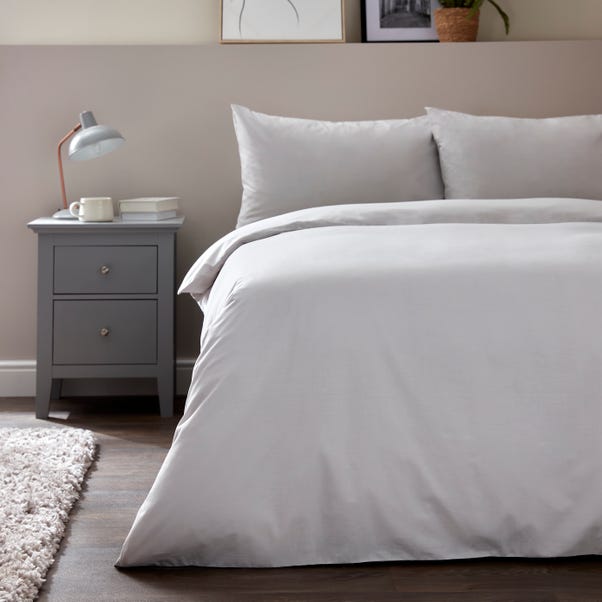 Silver Plain Dye Duvet Cover and Pillowcase Set  undefined
